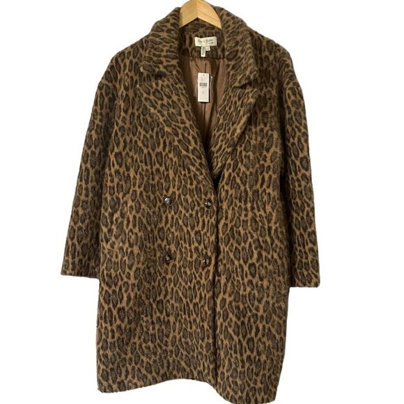 New Anthropologie See U Soon Henrietta Leopard Faux Fur Double Breasted Coat S - Picture 5 of 16